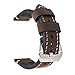 Dark Brown 20mm Genuine Leather Wristwatch Watch Band Oil Tan Vintage Strap for Men with Stainless Buckle