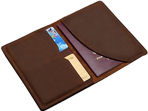 ZEEMOO Crazy Horse Leather - Leather US Passport ID Card Holder - Travel Wallet Case For Men Women