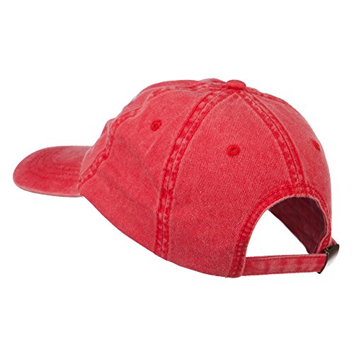 American Flag Embroidered Washed Cap - Red OSFM