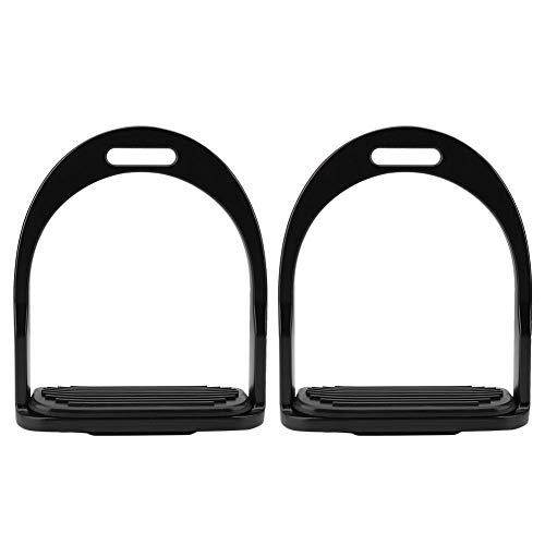 HEEPDD Safety Stirrups for Saddle Lightweight Reflex 3D Wide Track Hand-Polished Aluminum Die Casting Colored Paint Horse Stirrup (Black)