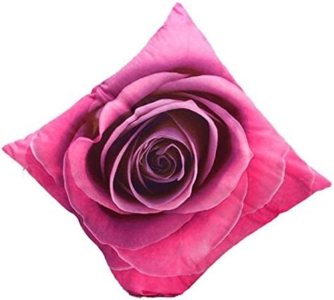 VZEXA Pillowcases 3D Printed Short Plush Sofa Bed Home Decoration Festival Square Cushion Cover (Hot Pink)