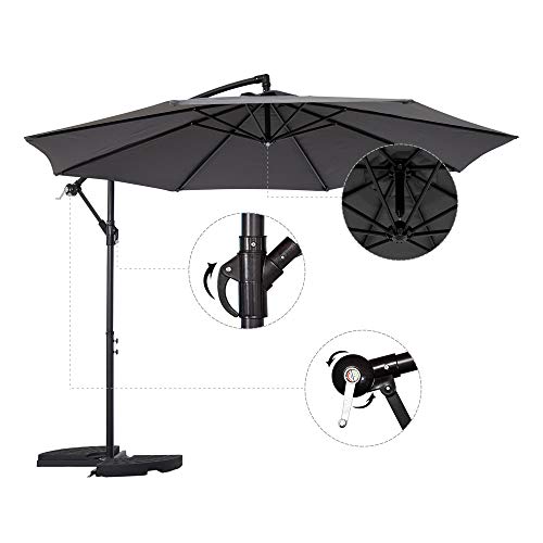 Mondeer Sonnenschirm 300 cm, Ampelschirm mit Kurbelgriff, Höhenverstellbarer Alu Wasserdichter UV-Schutz, für Garten… – Bild 7