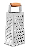 Internet’s Best Stainless Steel and Bamboo Box Grater | 4 Sided Grater and Slicer | 9.5 Inch | Hand Shaver for Cheese Fruit Vegetable Root Nuts | Wood Handle