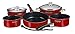 Magma 10 Piece Gourmet Nesting Stainless Steel Cookware Set with Ceramica Non-Stick, Induction Compatible, Oven Safe to 500°F - Suitable for All Stovetops, Removable Handles, Red
