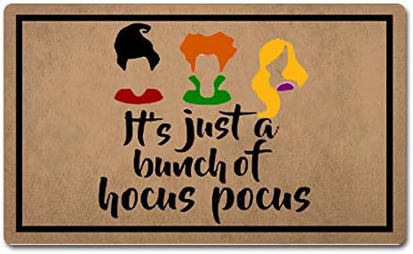 FXGZHAOWelcome Mats with Rubber Back 18"(W) x 30"(L) It's Just a Bunch of Hocus Pocus Happy Halloween Funny Doormat for Entrance Way Hello Mats for Front Door Mat No Slip Kitchen Rugs and Mats