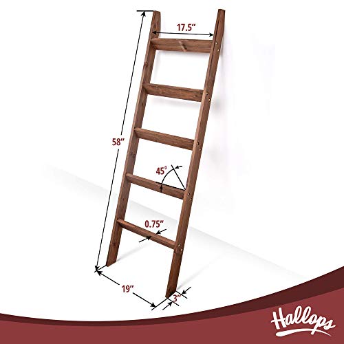 Hallops Blanket Ladder 5 ft Premium Wood Rustic Ladder Shelf Ladder