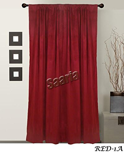 SAARIA Red Velvet Custom Panel Drape Room Wall Divider Backdrop Curtain 15 ft W x 10 ft H