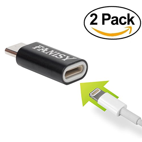 FANISY USB-C Adapter - i OS Cable (Female) to USB Type C (Male) - Data Sync and Charging Adapter for Galaxy S9 Note 9 Pixel 3 and More (Pack of 2, Not for Earbuds or Quick Charger)