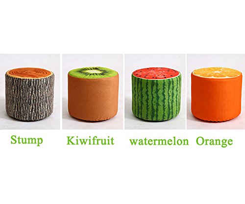 Corldif Round Ottoman Foot Stool/Linen Fabric Cover, Short Leg,Children Size(Kiwifruit)