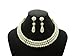 Fashion 21 3 Rows Elegant Simulated Pearl Choker Necklace, Pierced Earring 2 Set (Cream)
