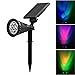 Solar Spotlight, IP65 Waterproof 4 LED Solar Lights Wall Light,Auto-on/Off Security Light Landscape Light 180° angle Adjustable for Tree,Patio,Yard,Garden,Driveway,Pool Area.T-SUNRISE(2 Pack RGB)