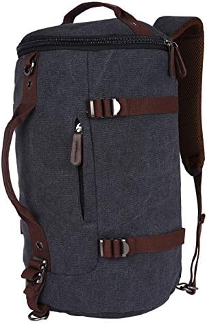 FUR JADEN Canvas Men's Black 27L Duffle Travel Bag with Backpack Strap and Long Shoulder Strap