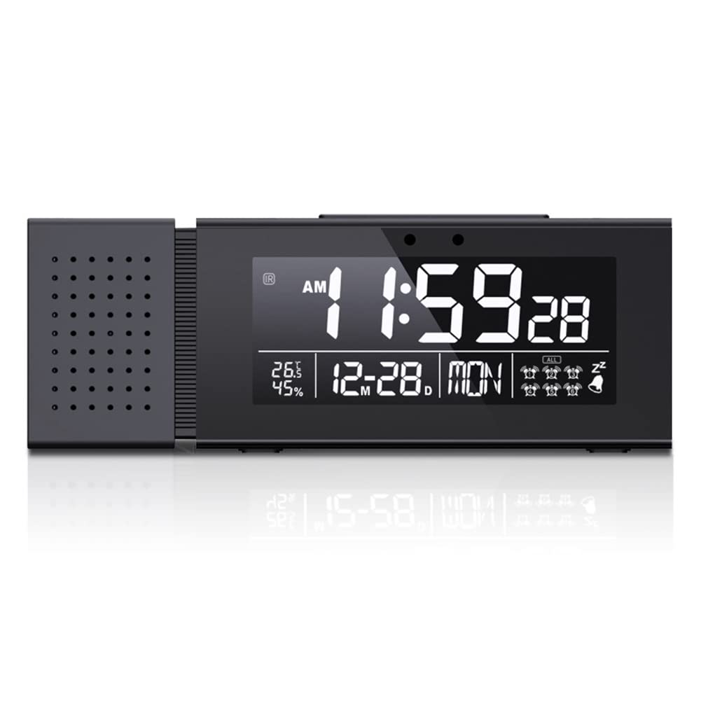 Pojedehy Night Light Digital Alarm Clock Color LED Changing FM Radio Temperature Humidity Display Clocks Black