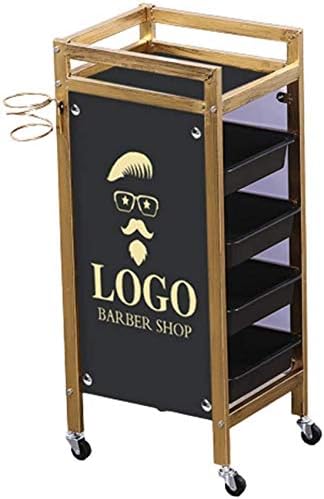 サロンゴールデンレトロ美容トロリーローリング理髪店spa収納カートカラーリングトレイ多機能