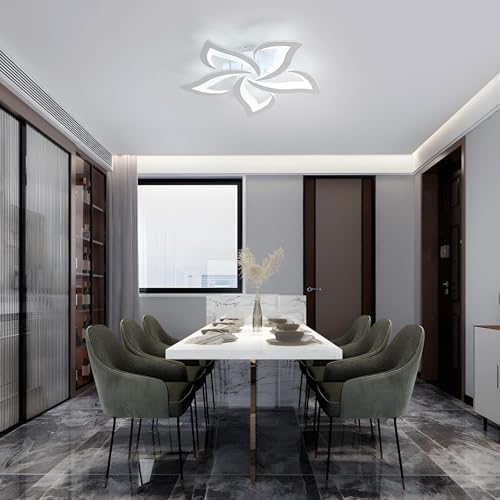 Comely Plafoniera LED Soffitto, 60W 6750LM Lampada da Soffitto Moderna, Plafoniera LED Design a Petalo Elegante per Soggiorno Camera da Letto Sala da Pranzo Bagno (Bianco Freddo 6500K, Diametro 60cm)
