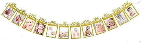 Balloonistics Glitter 12 Months Photo Frame Banner First Happy Birthday Party Supplies