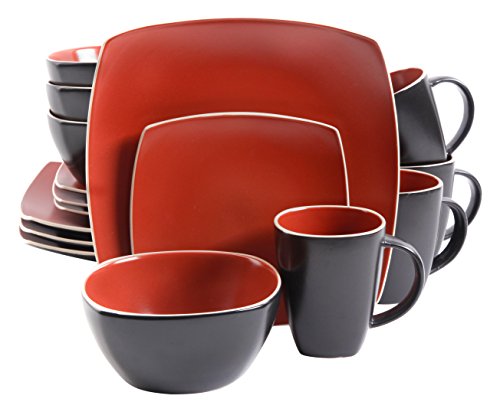 image for Gibson Home Soho Lounge Matte 16 Piece Dinnerware Set, Brick