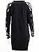 Simplee Apparel Women's Cold Shoulder V Neck Side Slit Pullover Sweater Jumper, One Size, Black