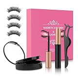 Magnetic Eyelashes and Magnetic Eyeliner Kits, Kupton 3D Magnetic Eyelashes (4 pcs) Kits Reusable No Glue False Eyelashes for Natural Look Charming Eyes