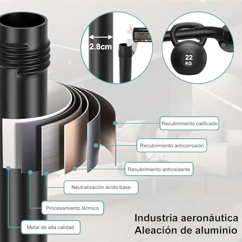 Barra de Cortina Negra, Barra Cortinas Extensible Industrial, Barra Extensible Cortina de 25 mm de Diámetro, Barra de Cortina para Montaje en Techo para Ventanas (Negro esmerilado, 48-84 pulgadas)