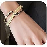 Mexegy Wavy Acrylic Intersecting Bangle Bracelets for Women, Minimalist Geometric Aesthetic Resin Statement Bracelet,Trendy Party Jewelry Accessories Gift