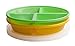 BPA-Free Divided Plates for Kids with Lids [2-Pack] - Microwave & Dishwasher Safe Lunch Containers with Lids for Balanced Meals - Plates with Dividers & Removable Fruit Section [Green/Orange]