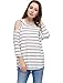 Allegra K Women's Stripes Cut Out Shoulder High Low Hem Tunic Top