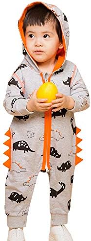 Sikye Newborn Baby Boys Girls Romper Animal Dinosaur Zipper Hooded Jumpsuit 1Pcs Bodyduit