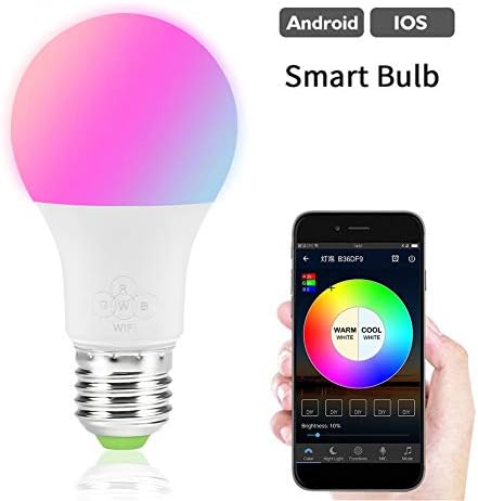 WiFi Smart Light Bulbs,E27 Led Lights 4.5W RGB Dimmable Energy Saving Work with Alexa Google Assistant No Hub Required