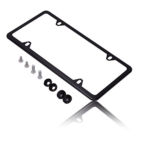 LEDKINGDOMUS License Plate Frames 2 Packs- Designed for US Standard Car License- Durable Metal & Screw Kits (4 Holes License) - Thumbnail 4