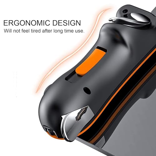 PUBG Game Controller Trigger with Rapid Fire, 6 Finger Gaming Grip, Gamepad Joystick, L1R1 L2R2 Buttons, Trigger Compatible with iPad, Tablet, Android, iOS, Orange