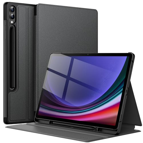 JETech Funda para Samsung Galaxy Tab S10 Plus/Tab S9 Plus 12.4 Pulgadas con S Pen Soporte, Slim Folio Protectora Tablet Carcasa, Múltiples Ángulo de Visión (Graphite Negro)