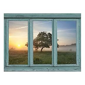 Cool Mist in a Spring Meadow During The Early Morning Hours with a Lone Tree - Wall Mural, Removable Sticker, Home Decor - 24x32 inches