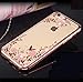 [Secret Garden] Miniko(TM) Beauty Luxury Butterfly Floral Flower Diamonds Shiny Plating Frame Plating Bumper Soft Flexible TPU Transparent Skin Case for iPhone 7 Plus Rhinestone Rose Gold Pink