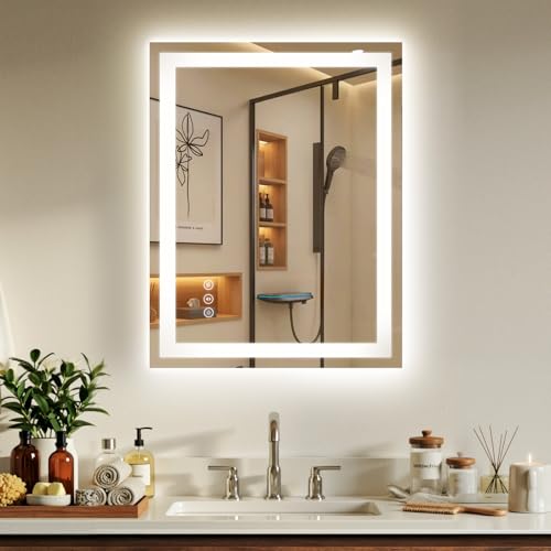 LED Bathroom Mirror 28X36 Anti-Fog Dimmable Lights