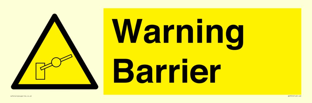 Warning Barrier Sign - 600x200mm - L62