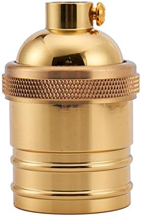 iSunMoon Screw Thread Keyless Brass Light Socket - Polished Solid Brass Finish - 1/8 IPS With Screw Set - Retro Vintage Brass Light Socket - Edison Pendant Light Socket