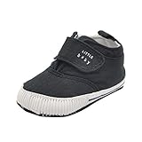 Weixinbuy Baby Boy's Canvas Soft Sole Velcro Sneaker High Shoe Black S