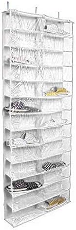 MultiWare 26 Pairs Over Door Hanging Shoe Rack Shelf Storage Organiser Hanging Shoes Foldable Organizer White