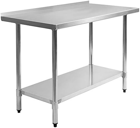 Table with Backsplash Kitchen Stainless Steel Work Prep 24" x 48" Easy Cleaning Pittayadomeshop