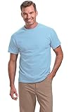 Light Blue Cotton Crew Neck Short Sleeve Tee for Men