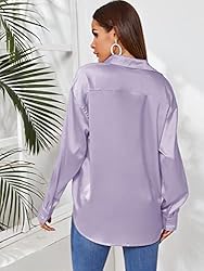 MakeMeChic Women's Satin Silk Long Sleeve Blouse
