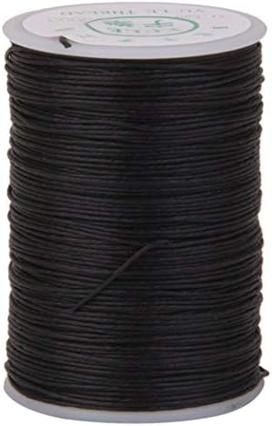 SeaStart 100 m Round Waxed Cord 0.6 mm Sewing Thread for Bag Making Leather Wallet – Black