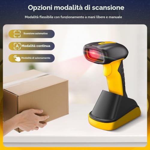NetumScan Industrial Quality Wireless Bluetooth 1D/2D Barcode Scanner 2600mAh Battery with Charging Station Compatible with POS, PC, iPhone, Android Retail