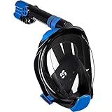 WSTOO Full Face Snorkel Mask-Advanced Safety Breathing System Allows You to Breathe More Fresh Air While Snorkeling,180 Panoramic Anti-Fog Anti-Leak Foldable Snorkel Mask for Adult and Kids