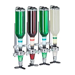 Relaxdays Flessenhouder Wand, H x B x D: 36 x 35,5 x 11 cm, Voor 4 Flessen Jenever, Limonade, Drankdispenser, Zilver