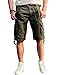 JoJoJoy Men's Casual Loose Fit Cargo Shorts, Straight Multi-Pocket Cotton Outdoor Wear Atrovirens Size 36