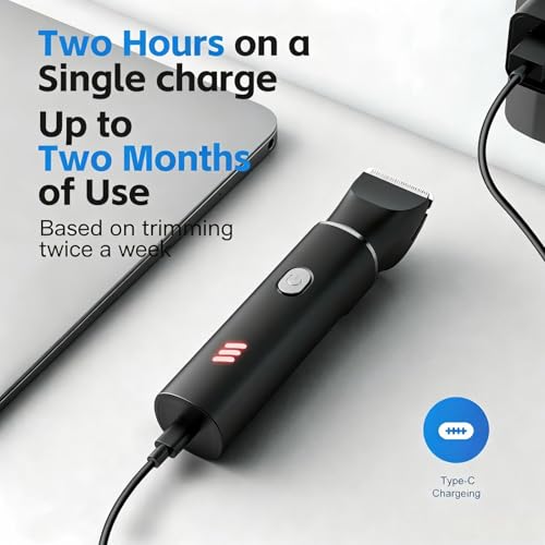 Body Trimmer for Men, 2-in-1 Body Groomer & Nose Hair Trimmer, Waterproof Mens Grooming Kit with Ceramic Blade Heads, Sensitive Combs for Chest, Legs, Armpits & Nose, Wet & Dry Use, Travel Lock