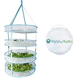 Happy Hydro Hanging Plant and Bud Drying Rack, 4 Tier Collapsible Hydroponic Dry Net for Herbs & Tea with Carry Bag 24 inch x 48 inch