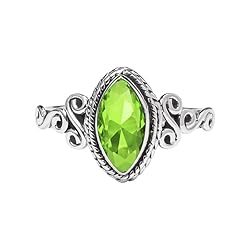 Peridot Stone Ring 925 Sterling Silver Statement
